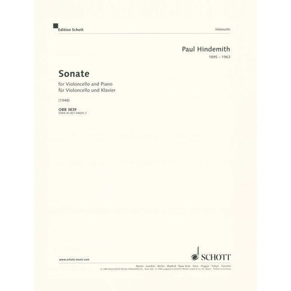 Schott Hindemith Sonate Cello 626827 фото