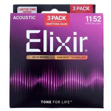 Elixir Nanoweb Custom Light Acou- 3P 395103 фото