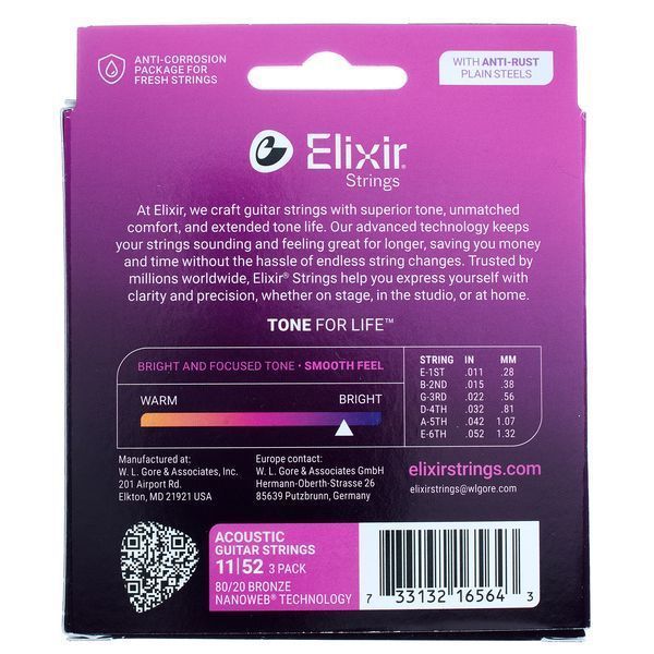 Elixir Nanoweb Custom Light Acou- 3P 395103 фото