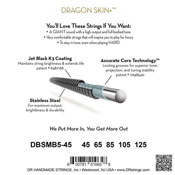 DR Strings Black Dragon DBSMB5-45 Coated 628295 фото
