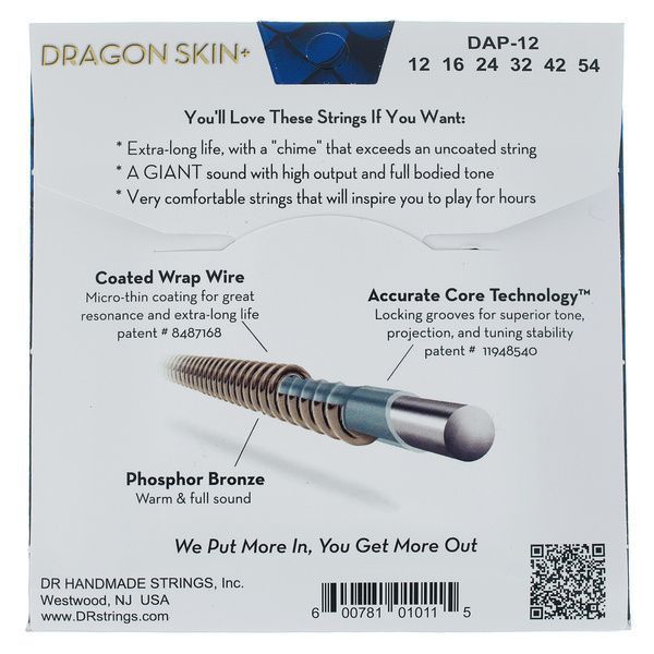 DR Strings Dragon Skin+ DAP-12 Coated 593149 фото