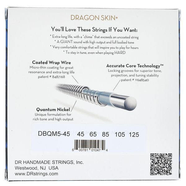 DR Strings Dragon Skin+ DBQM5-45 Coated 593258 фото