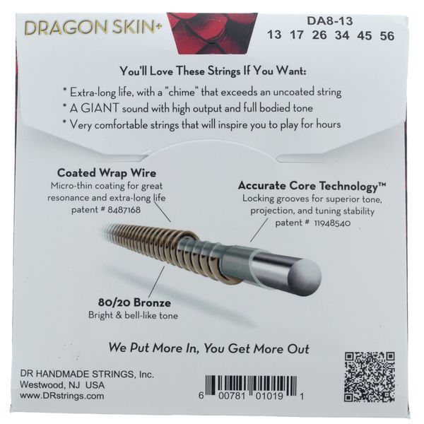 DR Strings Dragon Skin+ DA8-13 Coated 593196 фото